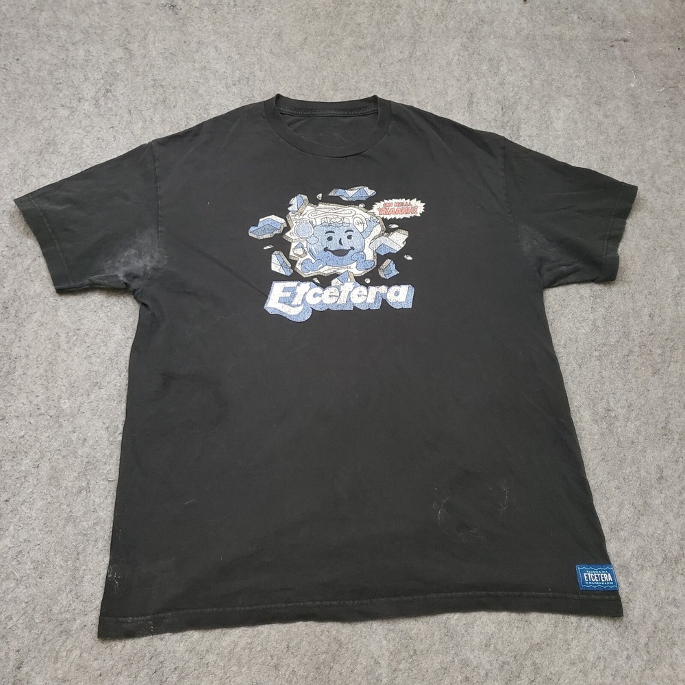 Etcetera Shirt Mens Large Black Blue Short Sleeve Kool Aid‎ Man Oh Yeah Adult *